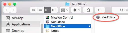 Cartella di installazione della versione Mac App Store di NeoOffice
